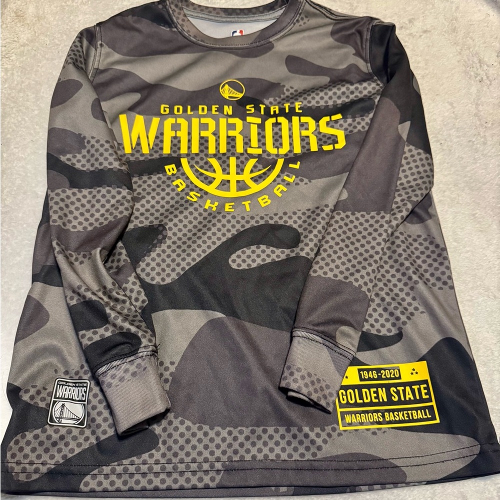 NBA Golden State Warriors Gray and Yellow Long Sleeve Tee